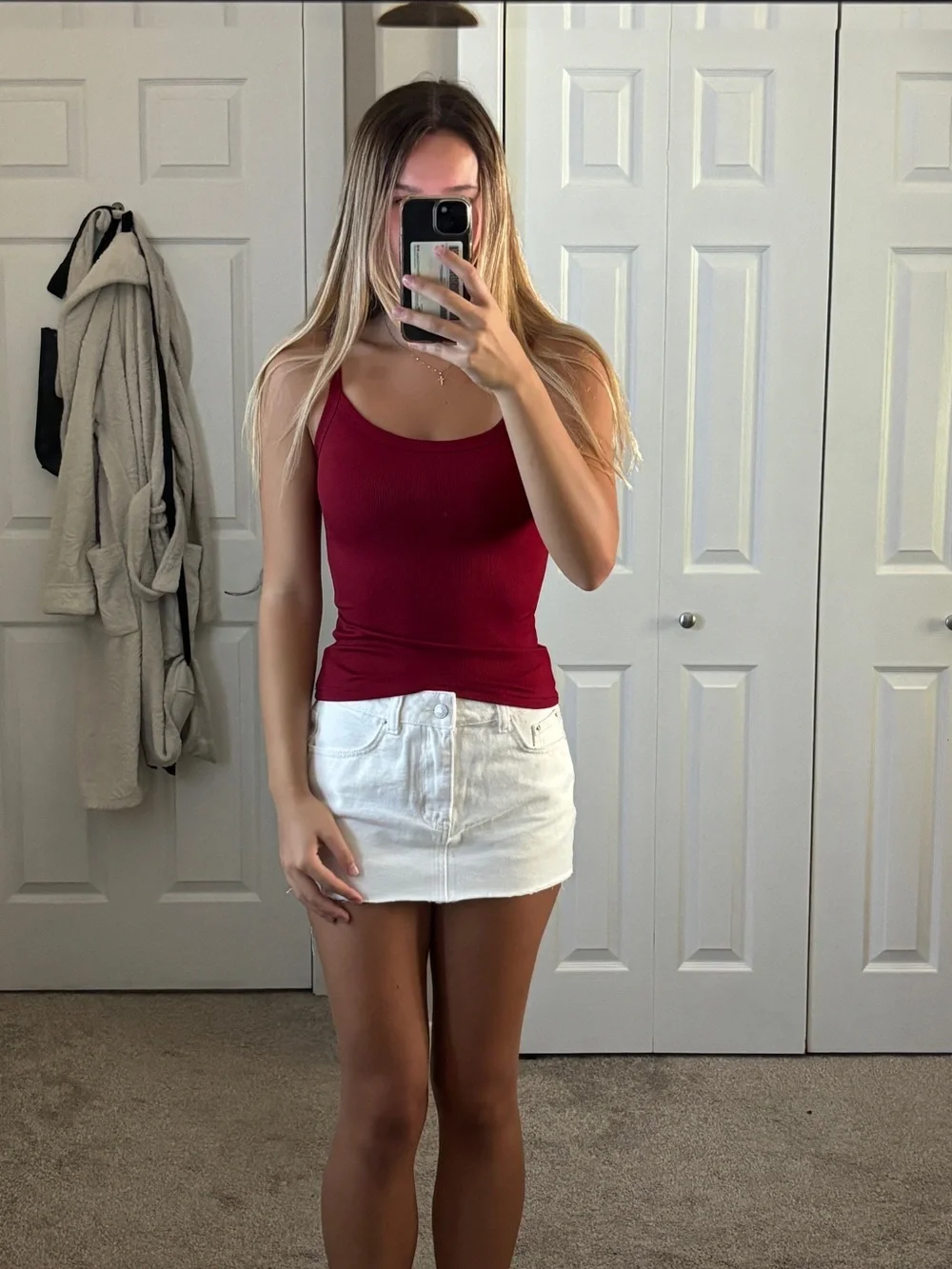 H&M Ribbed Scoop Tank Top in Burgundy - Picture 1 of 2